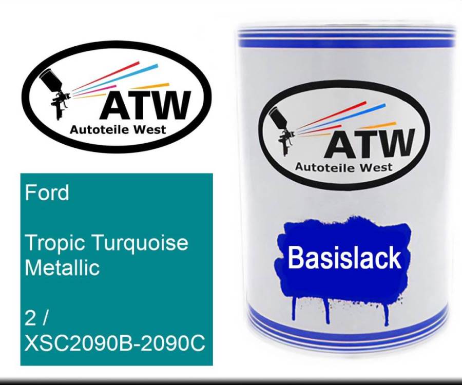 Ford, Tropic Turquoise Metallic, 2 / XSC2090B-2090C: 500ml Lackdose, von ATW Autoteile West.